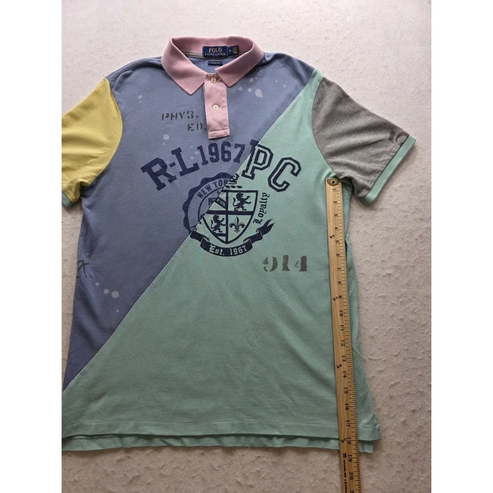 Polo Ralph Lauren Men's Patchwork Multi-colored Short Sleeve Polo Shirt. Size M